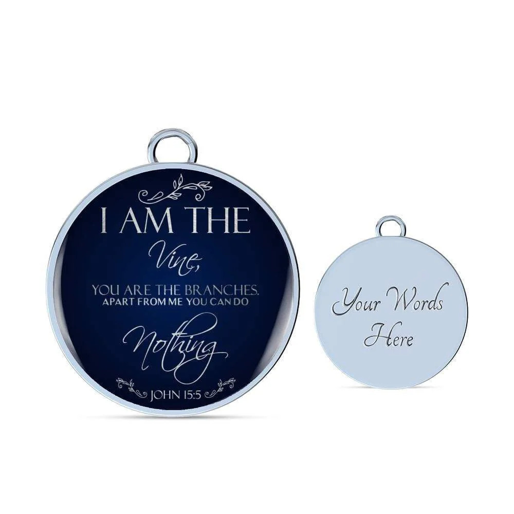 I Am The Vine Bracelet Blue John 15:5 Personalized Engraved Silver Circle Bangl